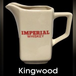 Vintage Imperial Whiskey Pitcher, Off White Jug, Kingwood USA, 6”‎ Tall